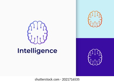 Technology or science logo in brain shape represent knowledge and idea