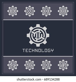 Technology and science logo. Futuristic emblem. Technology card template. 