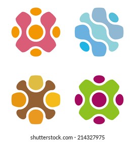 Technology Science Molecule DNA style vector design logo template.Chip icon. Electronics circuit concept. You can use in biotechnology, energy, water and electricity equipment, computer concept icons.