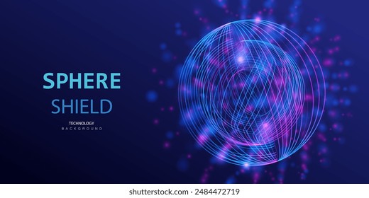 Technology and science vector. Ai futuristic round background. Sphere shield globe concept.
