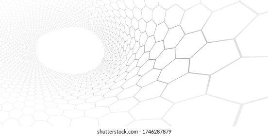 Technologie und Wissenschaft, Vektorhintergrund, technische Abstraktion mit Hexagons Messtechnik und digitaler Stil in 3D-Dimension, abstrakte Illustration.