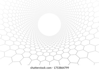 Tecnología y ciencia de fondo vectorial, abstracción tecnológica con hexagones de malla electrónica y estilo digital en perspectiva 3D dimensional, ilustración abstracta.