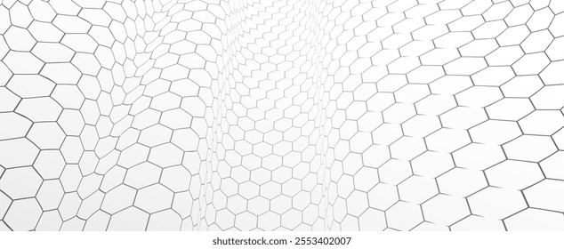 Technology and science vector background, tech abstraction with hexagons mesh electronics and digital style in 3D dimensional perspective, abstract illustration.