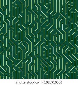 Technology seamless pattern from line connections. Abstract information connectivity background. IT-development conception. Neural structure. Vector illustration