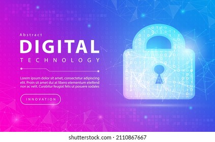 Technology security abstract background concept, Digital technology banner pink blue background binary code, abstract tech big data, Cloud computing, connect to clouds network, illustration vector