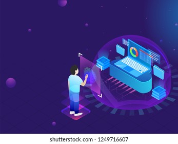 Technology security concept. Data cyber security background.