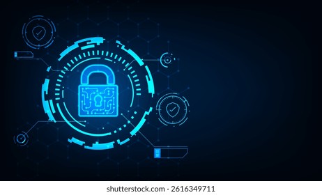 Technology security concept lock cyber security concept. Protect data network.