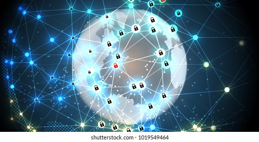 Technology security concept. Modern safety digital background