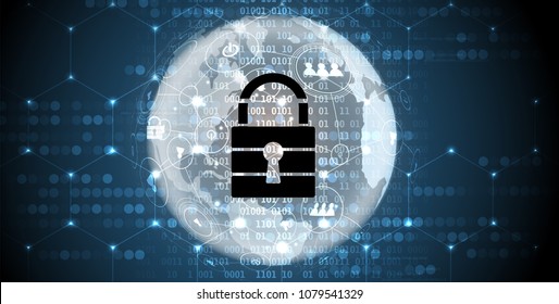 Technology security concept. Modern safety digital background. Protection system