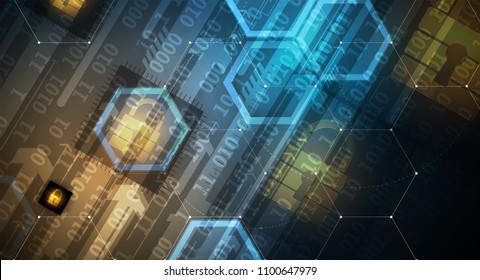 Technology security concept. Modern safety digital background. Protection system
