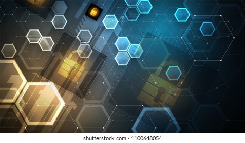 Technology security concept. Modern safety digital background. Protection system