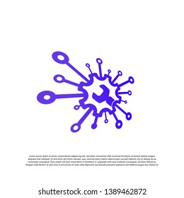 Technology service logo with colorful wrench concept. future Technology icon. Factory tech sign -vector