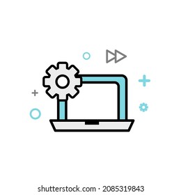 Technology and Service Vector Icon Style Illustration. Flat style design logo.