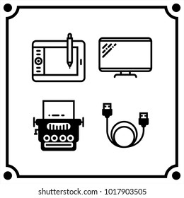 technology set icon vector