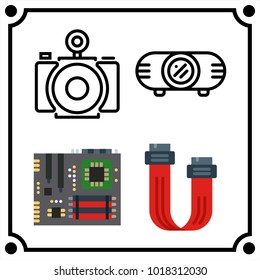 technology set icon vector