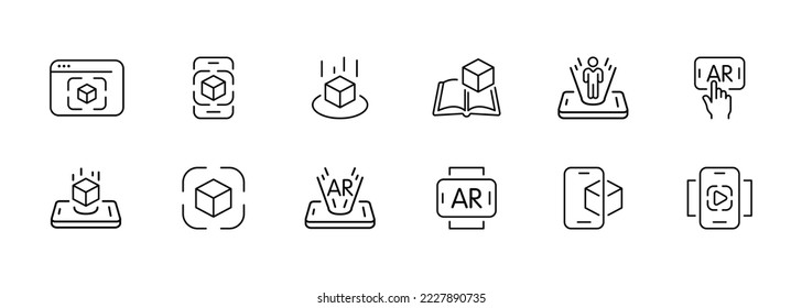Icono de conjunto de tecnología. Sitio web, holograma, realidad aumentada, metaverso, CPU, procesador, ciberpunk, realidad virtual, redes neuronales, educación. 3d concepto de aplicación. Iconos de vectores en fondo blanco