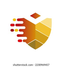 technology shield logo design vector