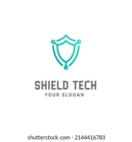 Technology shield logo template, technology icon design, shield logo for security data