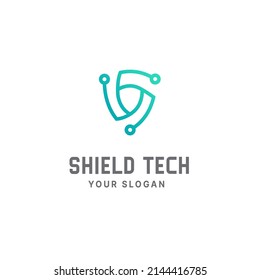Technology shield logo template, technology icon design, shield logo for security data