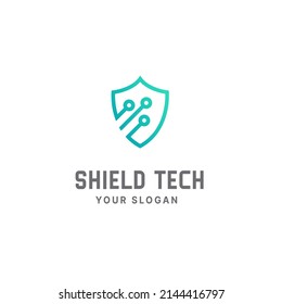 Technology shield logo template, technology icon design, shield logo for security data