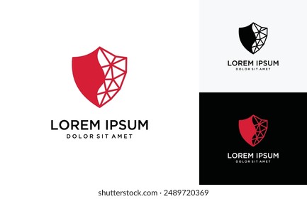 technology shield security logo design template	