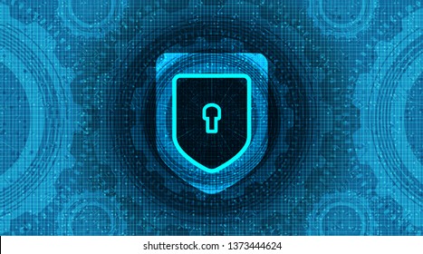 Technology Shield Security,protection and Safe Concept,on Circuit Microchip background Hi-tech and technology concept design.
