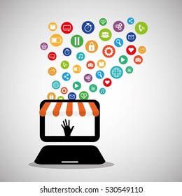 technology shop online store media network vector illustration eps 10