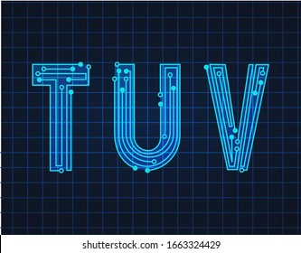 Diseño tecnológico sencillo. TUV del conjunto de tipos de vectores. Conjunto de tipos de letra futuro. Fuente geométrica moderna.