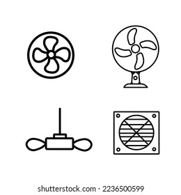Technology simple vector line icon set containing fan and ventilation icons etc, suitable for any purpose. Web design, mobile app.