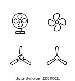 Technology simple vector line icon set containing fan and ventilation icons etc, suitable for any purpose. Web design, mobile app.