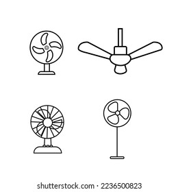 Technology simple vector line icon set containing fan and ventilation icons etc, suitable for any purpose. Web design, mobile app.