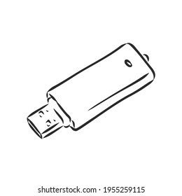 Juego de iconos de esbozo de tecnología para web, móvil e infografía. Conjunto de iconos de tecnología dibujada a mano. Conjunto de iconos del vector de tecnología. boceto vectorial de tarjeta flash sobre fondo blanco