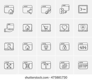 Technology sketch icon set for web, mobile and infographics. Hand drawn technology icon set. Technology vector icon set. Technology icon set isolated on white background.