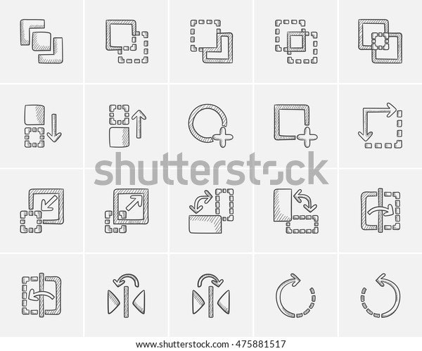 Technology sketch icon\
set for web, mobile and infographics. Hand drawn technology icon\
set. Technology vector icon set. Technology icon set isolated on\
white background.