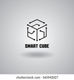 Technology Smart Cube logo, computer and data related business, hi-tech and innovative, electronic