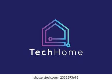 Technology smart home logo design vector template