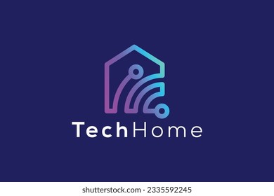 Technology smart Wi-Fi home logo design vector template