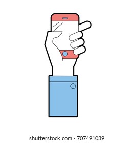 technology smartphone in the hand to digital communication