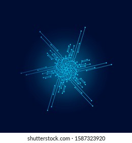 The technology snow electronic logo design for christmas background