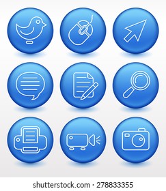 Technology and Social Network  on Blue Round Buttons
