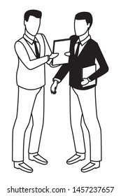 technology software businessmen with diary symbol vector illustration graphic design
