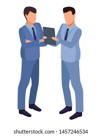 technology software businessmen with diary symbol vector illustration graphic design