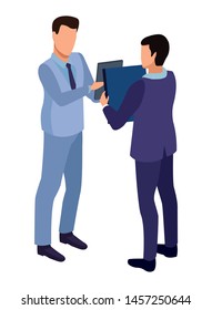 technology software businessmen with diary symbol vector illustration graphic design