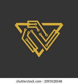 Technology Software Robot Connected as Network Digital Modern Minimalist Futuristic Biotechnology Fintech Data Brain Tech Cloud Circuit Computing Logo