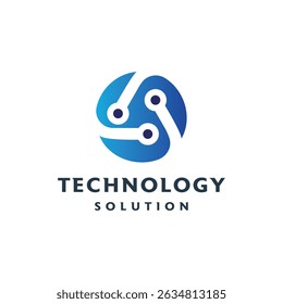 technology solution logo design flat modern concept
