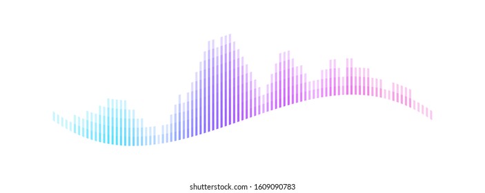 Technology sound wave visualization. Abstract audio player equalizer. Music and voice digital signal concept. Dj beat spectrum or rhythm. Stock Vector illustration isolated on white.