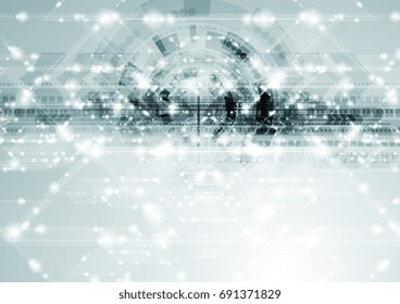 Technology sparkling shiny abstract blue background. Vector geometric design