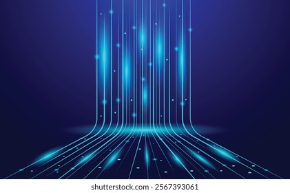 Technology speed neon light lines abstract background