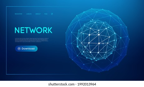 Technology sphere, cloud network. Abstract technology science background. Sphere shield protect. Global network and cloud technology. World education concept. EPS 10.