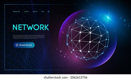 Technology sphere, cloud network. Abstract technology science background. Sphere shield protect. Global network and cloud technology. World education concept. EPS 10.